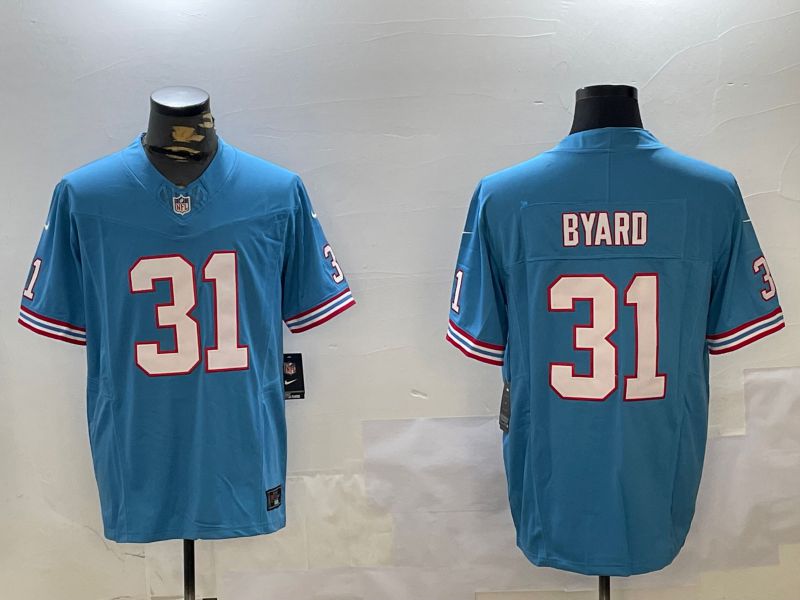 Men Tennessee Titans #31 Byard Light Blue Throwback Three generation 2024 Nike Limited NFL Jersey style 1